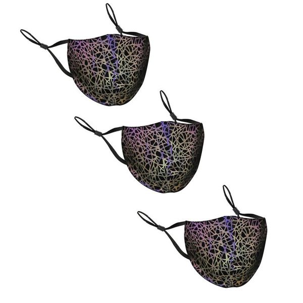 

2021 new 4 reflective nightclub printed breathable protective mouth and nose breathing washable cotton masks adjustable, Black