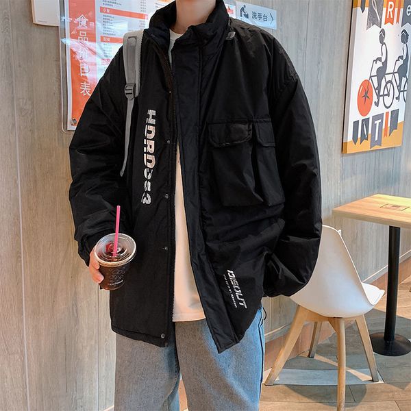 

2021 new algodo-acolchoado masculinas outono inverno nova luminosa roupa de trabalho casuais juventude qoax, Black