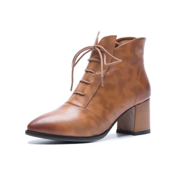 

6см kmeioo натуральная кожа грубая каблук босоножки ботинки женщин остроконечные toe высокий каблук удобный причинную ботинки женщин способа, Black