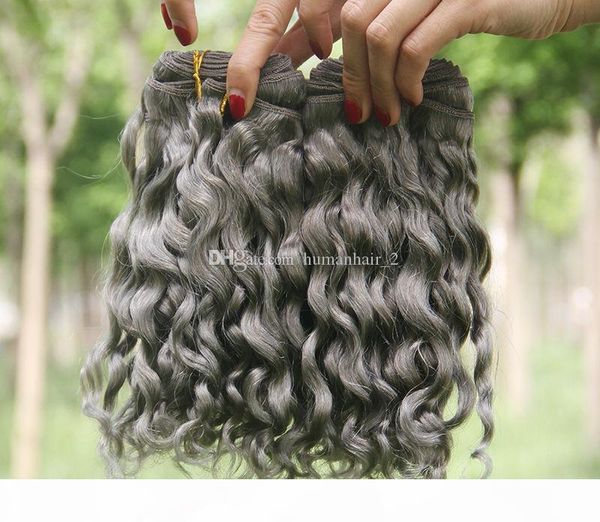 

sliver grey deep wave human hair bundles peruvian virgin hair extension raw indian deep curly 3 bundles deals, Black;brown