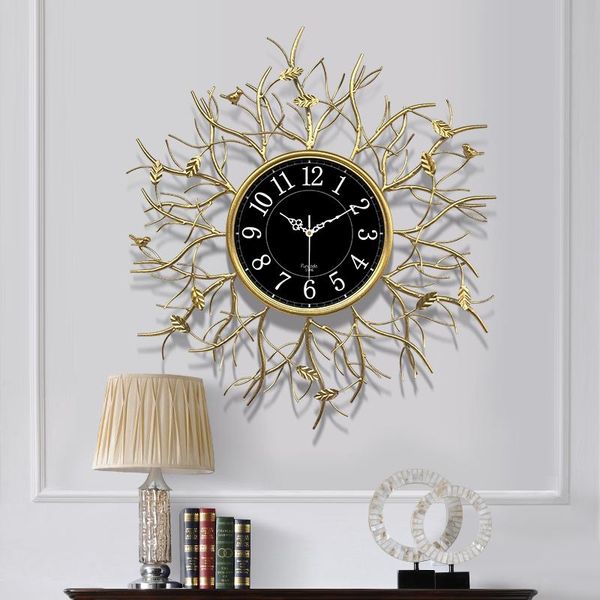

wall clocks luxury large metal clock modern design european style iron art 3d decoration watch home decor gold gilding