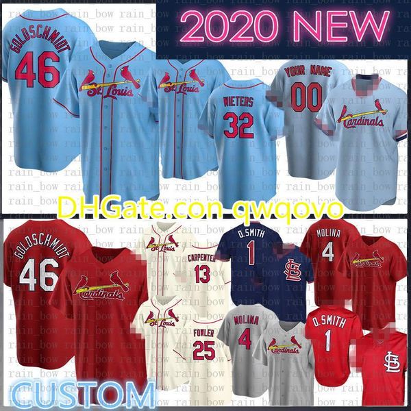 

2020 new 46 paul goldschmidt custom yadier molina baseball jersey matt carpenter ozzie smith harrison bader stan musial paul dejong martinez, Blue;black