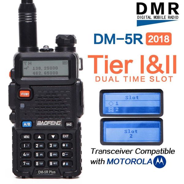 

2020 baofeng dm-5r plus tieri tierii digital walkie talkie two-way radio vhf/uhf dual band radio upgraded of dm5r tier2