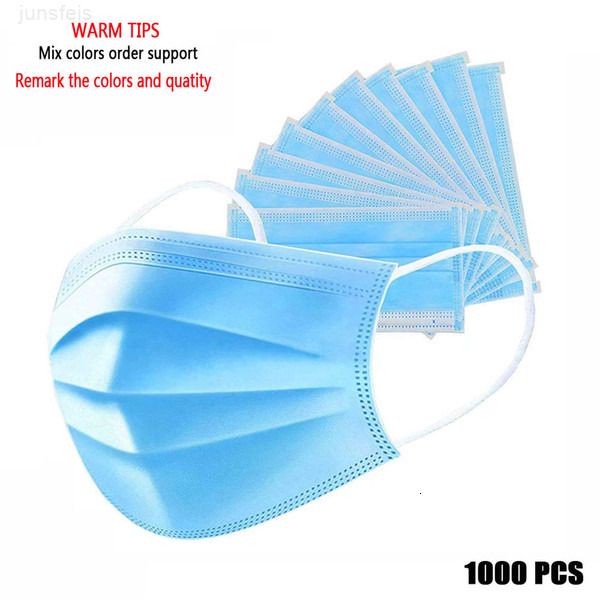 

disposable nonwoven 3 layer ply filter mouth face masker breathable protective maskes blue white pink mix colors support