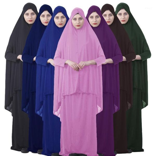 

formal muslim prayer garment sets hijab dress abaya afghanistan islamic clothing namaz long prayer hijab moslim jurken abayas1, Red