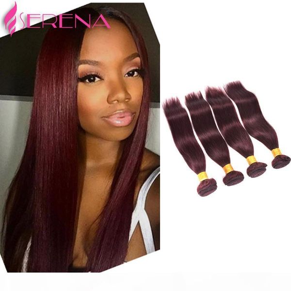 

burgundy wine red color 99j brazilian virgin hair weave bundles peruvian malaysian indian silky straight virgin remy human hair extensions, Black
