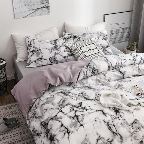 

bedding sets 2/3pcs set printed marble bed white black duvet cover european size king  quilt comforter no sheet