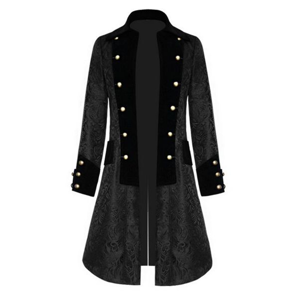 

vogue men's coat fashion steampunk vintage tailcoat jacket gothic victorian frock coat men's uniform button costume nice, Tan;black
