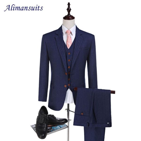 

notched lapel groomsman suit wedding suit 2 buttons worsted wool suits 2021 pinstripe man suit(jacket+pants+vest, White;black