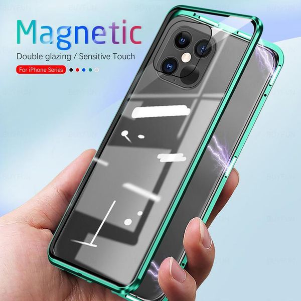 

360 magnetic case for iphone 12 pro max aifon 12 mini 12pro 12mini iphone12 double-sided tempered glass phone cov jllvcw