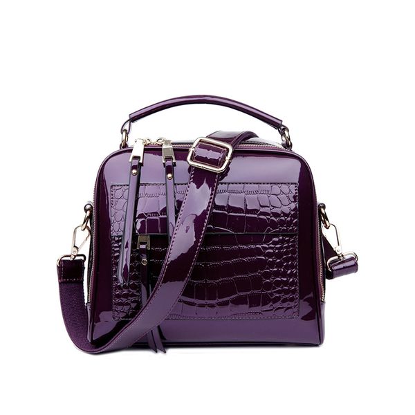 New Designer Bolsas Mulheres Qualidade Óleo Pu Mulheres Messenger Bag Crocodilo Padrão De Patente De Couro Bolsas De Couro Senhoras