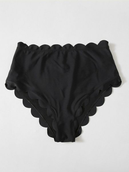 

scallop trim high waisted bikini panty n7v1#, White;black