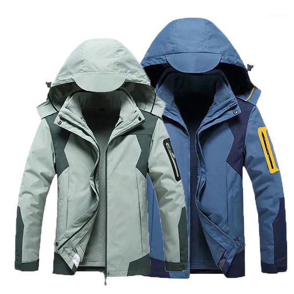 

outdoor jackets&hoodies 2021 men women winter waterproof hiking camp fish climb ski windbreaker jackets 3 in 1 hood coat m-5xl plus size1, Blue;black