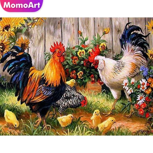 

momoart diamond embroidery animal diamond painting full square/round stones mosaic cock wall decoration flower