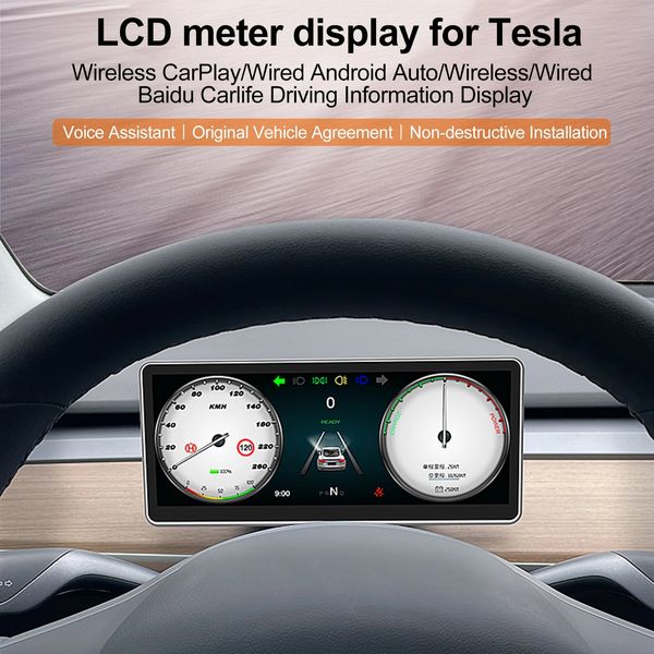 9Inch Touch Digital Car Dashboard HUD Instrument Performance Media Player per Tesla Model 3 Y Supporto Wireless Carplay Android Auto