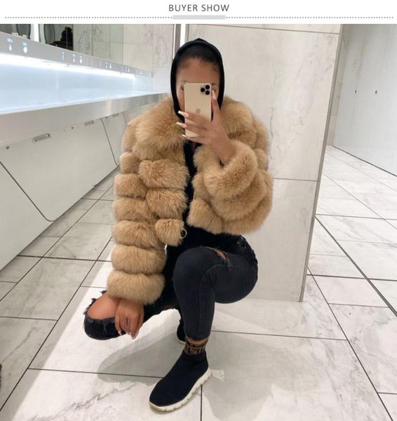 

women's fur jackets winter thick fur short coat luxury fluffy overcoat full sleeve soft warm, Black