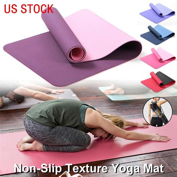 

us stock 10mm thick yoga mats beginner yoga sports exercises outdoor indoor gym room fitness mats kids dance mats with carring bag fy6170