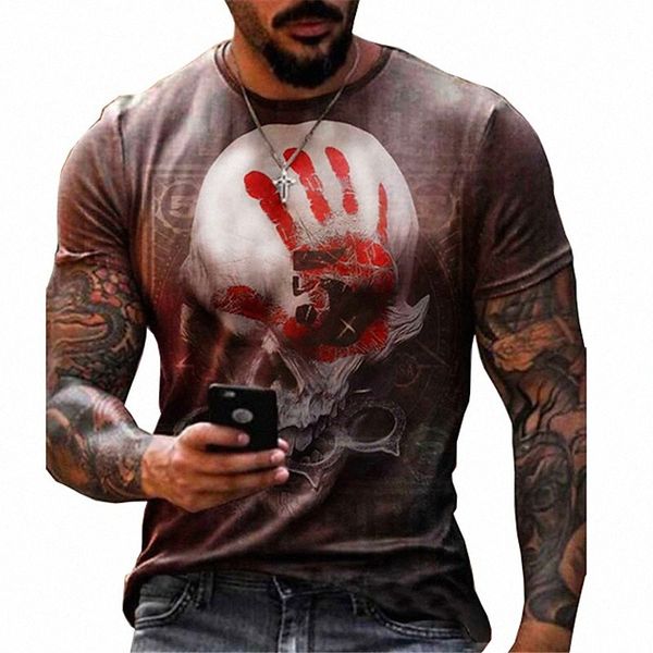 

men's tee t shirt 3d print graphic skull plus size crew neck casual daily short sleeve basic designer slim fit big and tall blue black, White;black