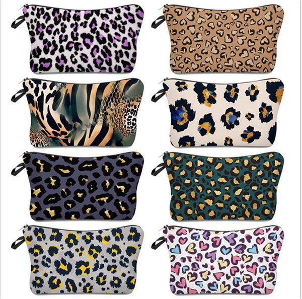 

косметическая сумка леопард напечатанный водонепроницаемый макияж мешок дамы хранения сумка простая мода путешествия сумка кошельки сумки дл, Black