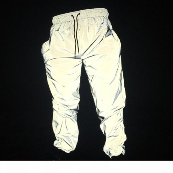 

2019 new men reflective hip hop light shiny pants male streetwear joggers sweatpants autumn loose harem trousers a9053 c19041301, Black