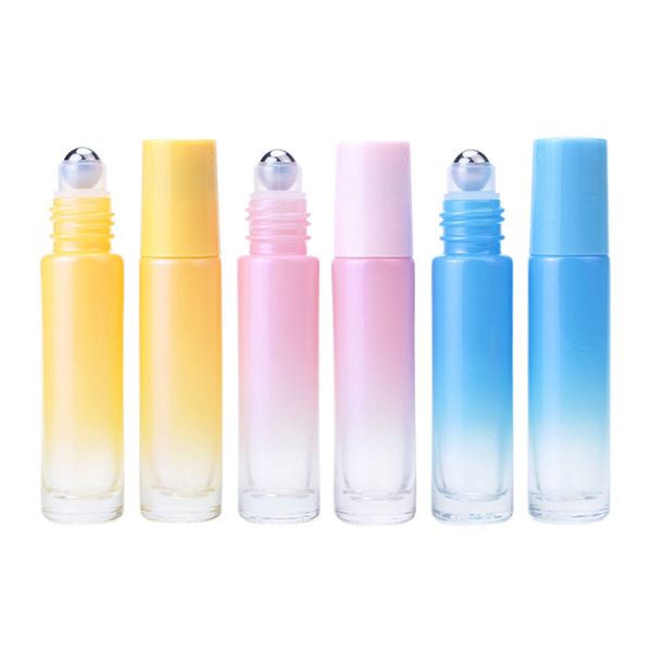 

colorful 10ml oil bottle empty refillable roller on packaging perfume bottles