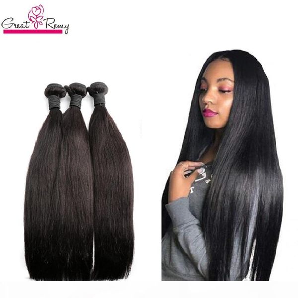 

greatremy unprocessed peruvian human hair extensions 8"-30" double weft 4pcs lot hair weave bundles silky straight natural color g, Black