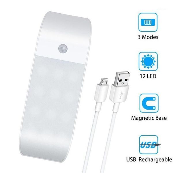 

12 leds pir motion sensor night light cabinet lamp usb rechargable for kitchen bedroom wardrobe lighting night lights1