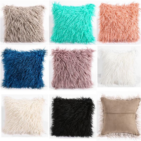 

eco-friendly 8 colors soft plush solid color square waist throw cushion cover for living room bedroom sofa home pillow case
