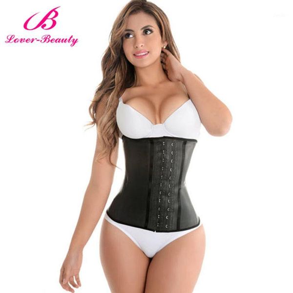 

lover beauty corset plus size gaine latex affinant la taille latex waist trainer steel boned waist cincher corsets and bustiers1, Black;white