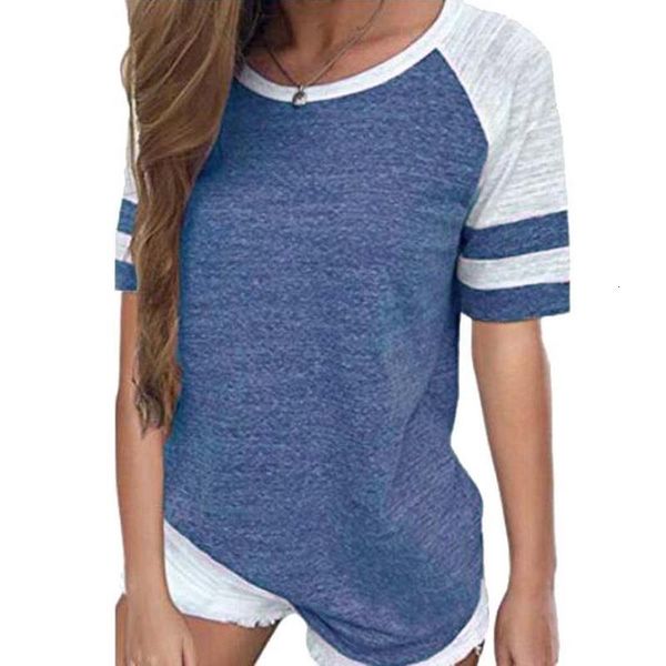 

women striped splicing baseball tshirt 2020 summer fashion casual o neck loose tee all matched t shirt plus size, White