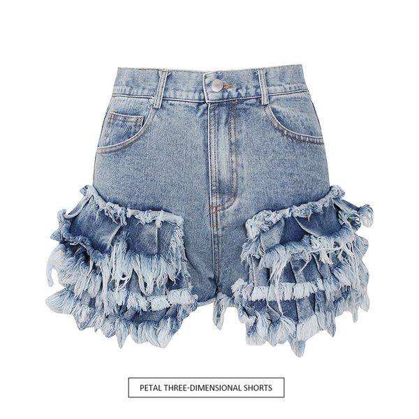 

2020womens ripped jeans winter new style fashionable temperament one button tassel wood ear high waist jeans women pants, Blue