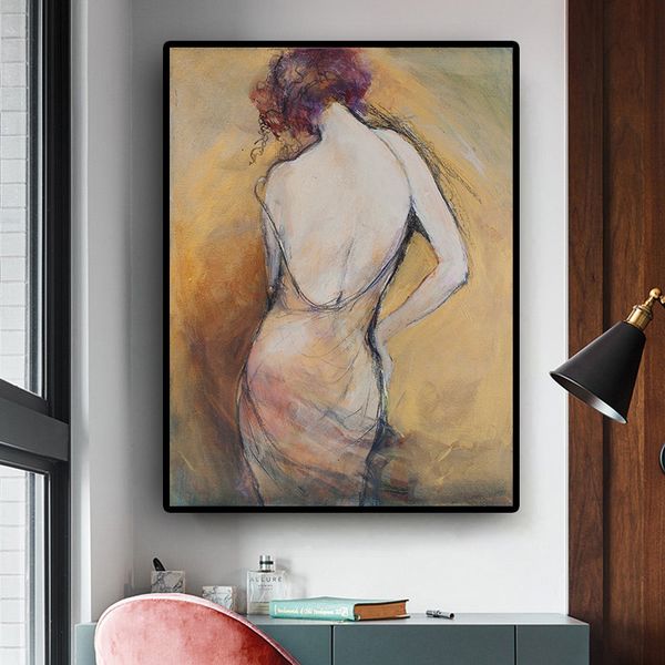 

canvas painting wall posters and prints back lady mural wall art pictures for living room decoration dining children l home decor