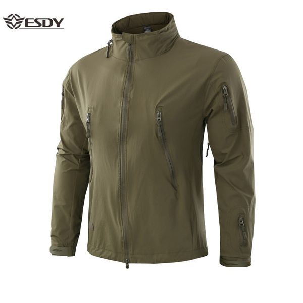 

2019 outdoor waterproof softshell jacket hunting windbreaker ski coat women hiking rain camping fishing tactical clothing men q1201, Black;brown