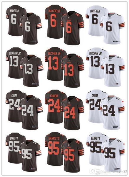 

mens womens youth cleveland browns 13 odell beckham jr white 6 baker mayfield brown 95 myles garrett football jerseys 24 nick chubb, Black;red
