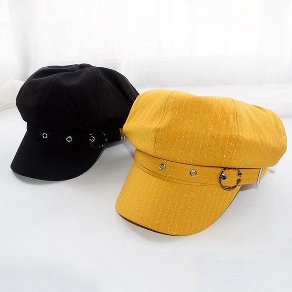 

berets fashion hat women octagonal cap beret striped retro french artist painter hats black brown casual caps fishmanhat, Blue;gray