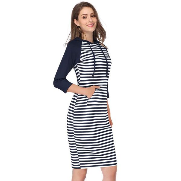 

casual dresses fashion striped dress large size summer women knee length loose simple sleeveless pocket clothing#g30, Black;gray