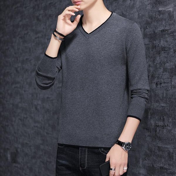 

men's sweaters sweater men's v-neck korean version of the trend autumn and winter bottoming shirt chicken heart collar1, White;black