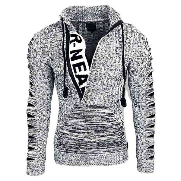 

men's sweaters hooded letter sweater ripped pullover coat1 nvxv, White;black