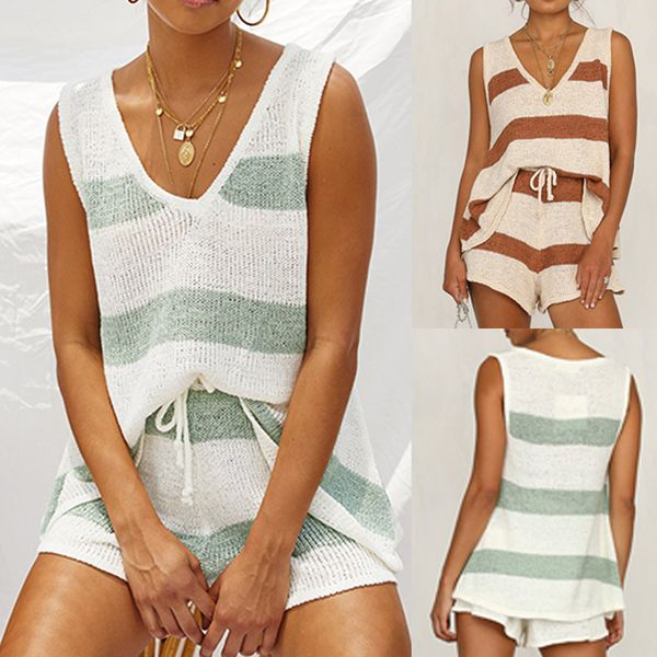 

2 piece set women casual loose tracksuit ladies sleeveless +shorts sportsuit sets summer clothes for women conjunto feminino t200702, White