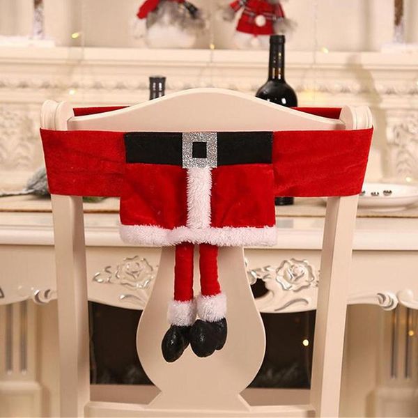 

chair covers cartoon santa claus christmas cover printed non-woven fabric waterproof removable back xman home decoration