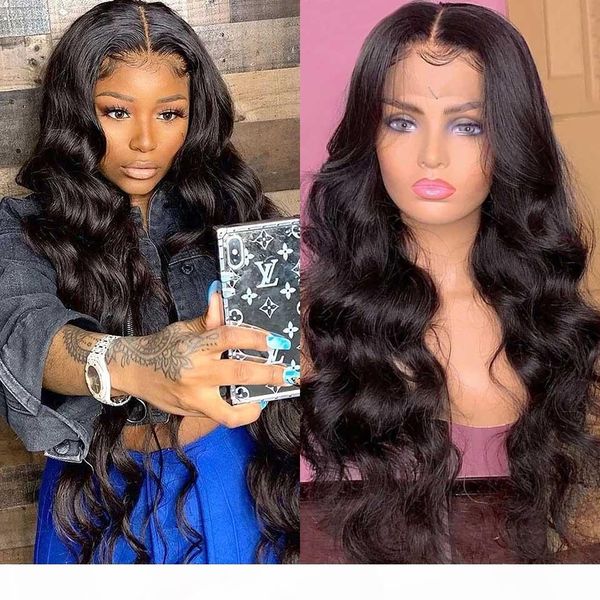 

28 inch body wave lace front wig 180% brazilian lace front human hair wigs remy t part hd transparent frontal body wave wig, Black;brown