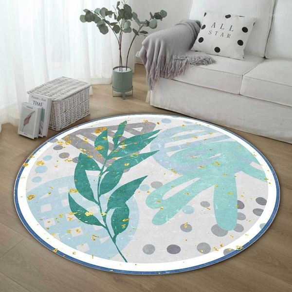 

rural style round floor mat carpet green leaves bedroom bedside sofa area rugs living room kids play tent non-slip large carpets1
