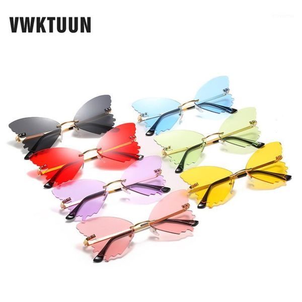 

vwktuun rimless sunglasses for women colorful butterfly glasses uv400 driving driver shades women's sunglasses sunglass1, White;black