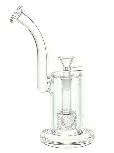 Glas-Shisha-Rig/Bubbler-Bong zum Rauchen, 20,3 cm Höhe und Box Perc mit 14 mm Glaskopf, 330 g Gewicht BU016