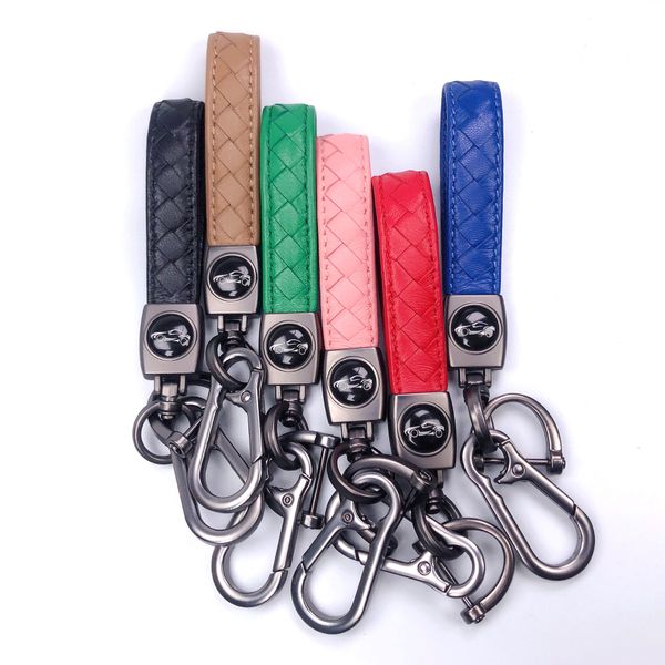 

wholesale car keychain soft leather sheepskin luxury weave handle key chain ring strap pendant key holder keychains accessories, Silver