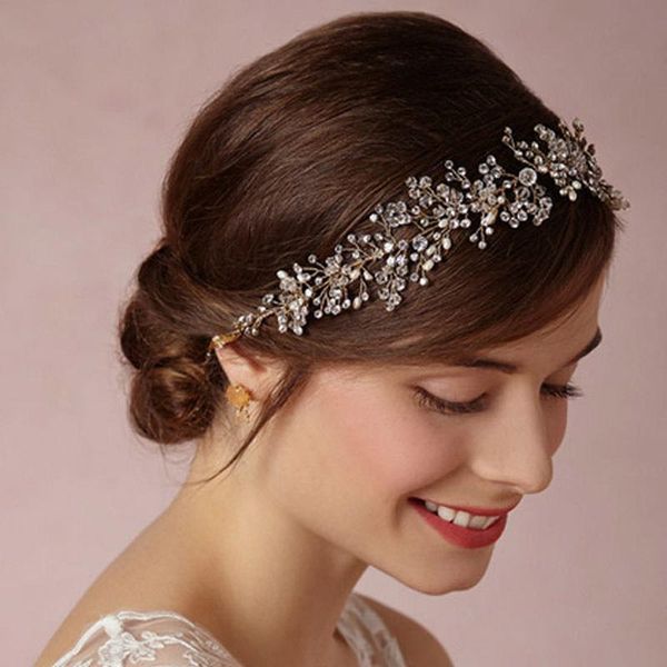 

crystal headbands bridal hair ornaments head jewelry accessories crown tiara bride wedding decoration for hair vine headpiece, Golden;silver