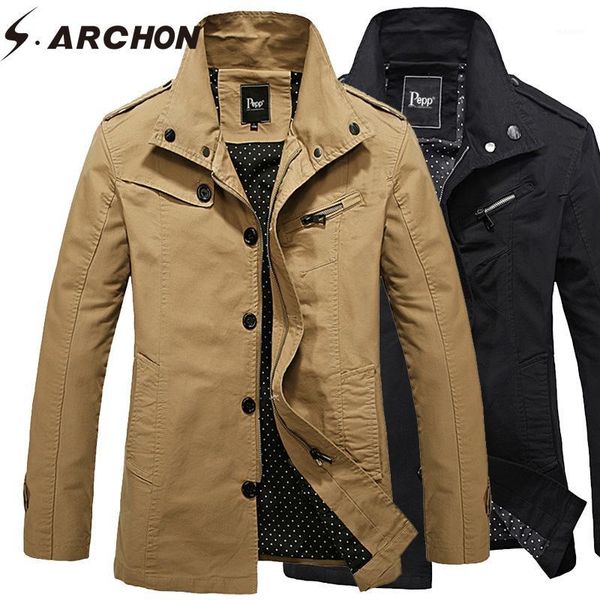

s.archon spring jackets male autumn washed thin jacket turn down collar standard clothes cotton casual warm coat fashion men1, Black;brown