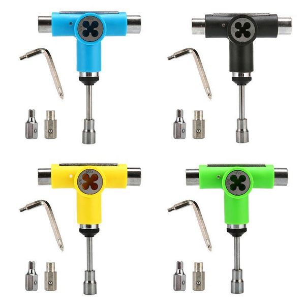 

skateboard tool roller skate scooter adjusting t-wrench long board fish board repair tools l-type head spanner screwdriver-blue1