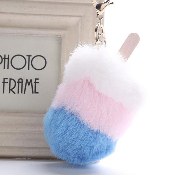 

fabala keyring keychain cream fluffy charm pendant pompom soft fur, Silver