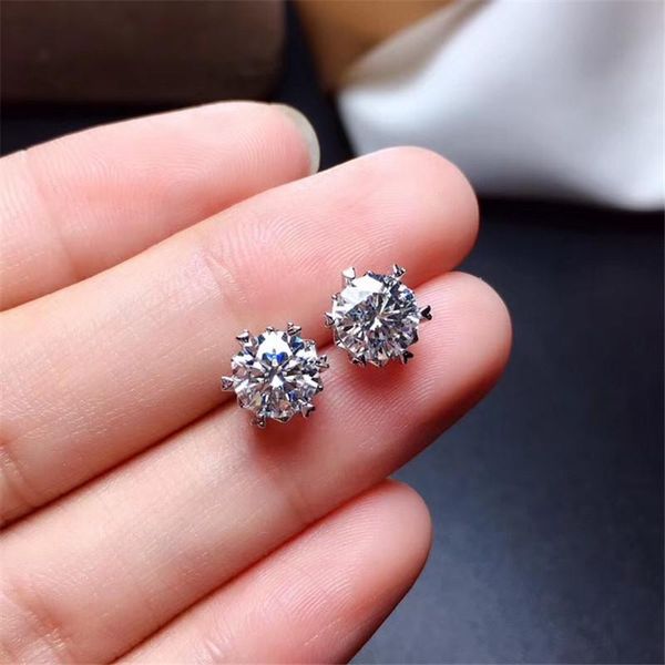 

Moissanite Stud Earrings 0.5CT 1CT VVS Lab Diamond Test Passed Wedding Party Anniversary Gift For Women Real 925 Sterling Silver, Golden;silver